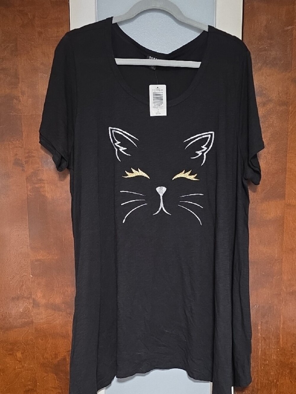 NWT Size 3 Torrid Black Cat Face Swing Tunic Tee